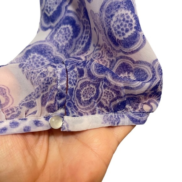 Daisy Fuentes Top Purple and White Size Large - Picture 4 of 6
